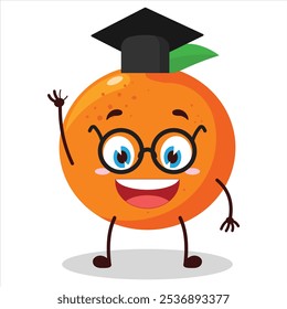 cute graduation college student expression of orange character