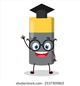 cute graduation college student expression of battery character