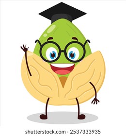 cute graduation college student expression of pistachio character