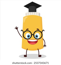 cute graduation college student expression of mayonnaise character