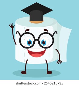 cute graduation college student expression of toilet paper character