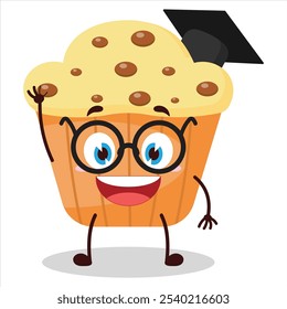 cute graduation college student expression of muffin character