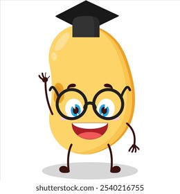 cute graduation college student expression of soy bean character