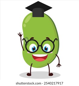 cute graduation college student expression of mung bean  character