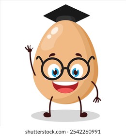 cute graduation college student expression of chicken egg character