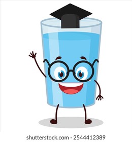 cute graduation college student expression of water in glass cartoon character