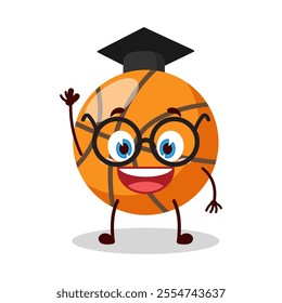 cute graduation college student expression of basket ball cartoon character