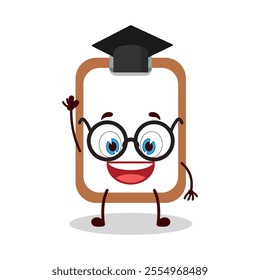 cute graduation college student expression of clipboard cartoon character