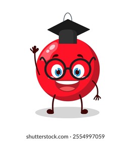 cute graduation college student expression of Christmas ball cartoon character