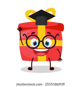 cute graduation college student expression of red gift box cartoon character