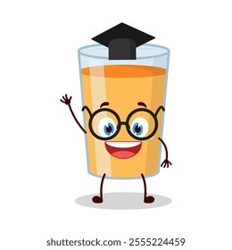 cute graduation college student expression of orange juice cartoon character