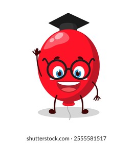 cute graduation college student expression of red balloon cartoon character