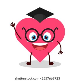 cute graduation college student expression of heart cartoon character