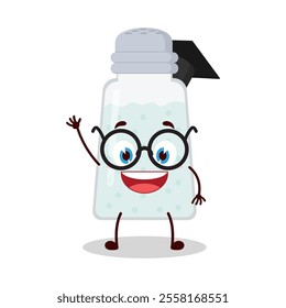 cute graduation college student expression of salt cartoon character
