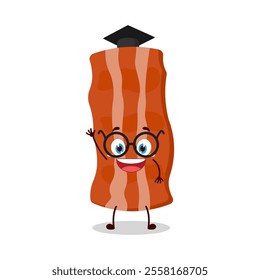 cute graduation college student expression of bacon cartoon character
