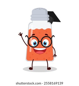 cute graduation college student expression of chili powder cartoon character
