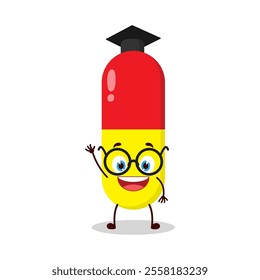 cute graduation college student expression of drug capsule cartoon character
