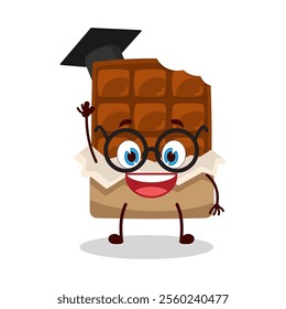 cute graduation college student expression of bite chocolate bar character
