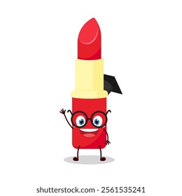 cute graduation college student expression of lipstick cartoon character
