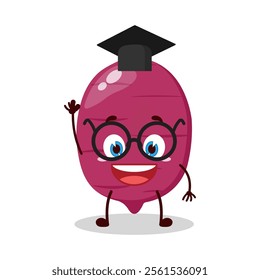 cute graduation college student expression of sweet potato cartoon character
