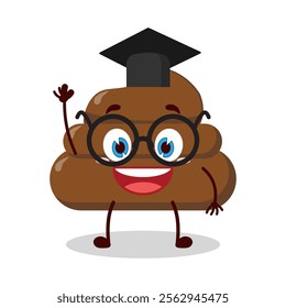 cute graduation college student expression of chicken poop cartoon character
