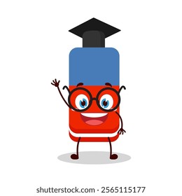 cute graduation college student expression of eraser cartoon character
