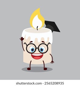 cute graduation college student expression of candle cartoon character
