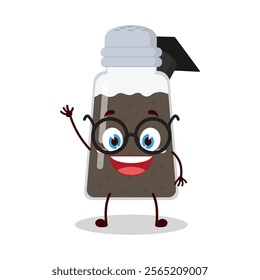 cute graduation college student expression of black pepper cartoon character
