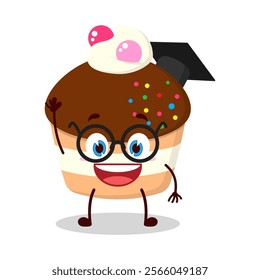 cute graduation college student expression of muffin character
