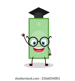 cute graduation college student expression of paper money cartoon character
