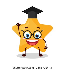 cute graduation college student expression of star cartoon character
