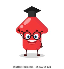 cute graduation college student expression of red arrow cartoon character
