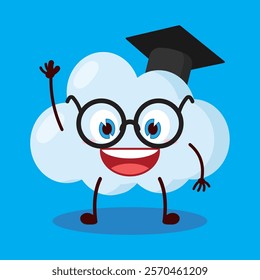 cute graduation college student expression of cloud cartoon character
