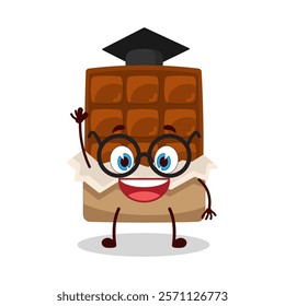 cute graduation college student expression of bite chocolate bar character
