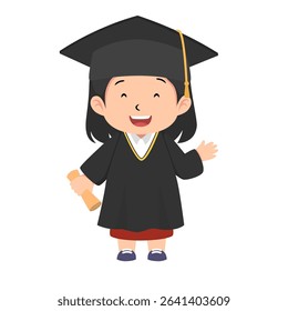 Cute graduation girl holding a diploma