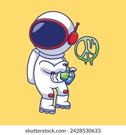 Cute Graffiti Astronaut Cartoon Vector Icons Illustration. Flat Cartoon Concept. Suitable for any creative project.