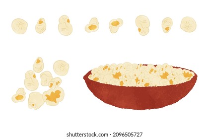 Cute grain popcorn illustration set