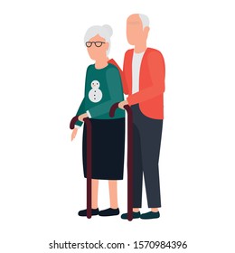 cute grand parents avatars characters vector illustration design