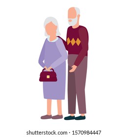 cute grand parents avatars characters vector illustration design