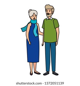 cute grand parents couple characters