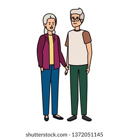 cute grand parents couple characters