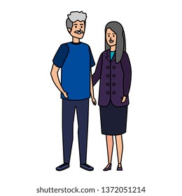 cute grand parents couple characters