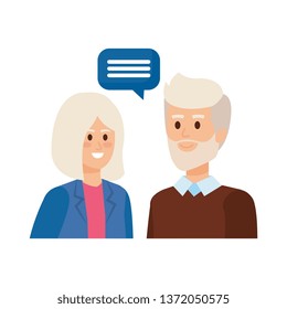 Cute Grand Parents Couple With Speech Bubble