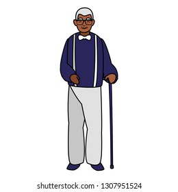 cute grandfather black avatar character