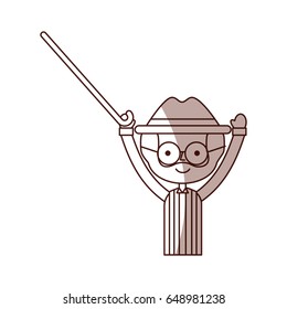 cute grandfather with cane avatar character