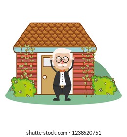 cute grandfather cartoon