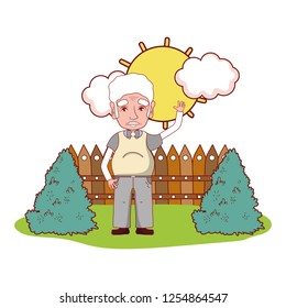 cute grandfather cartoon
