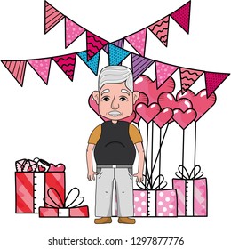 cute grandfather cartoon