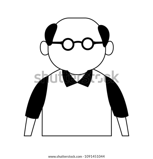 clip art grandpa black and white