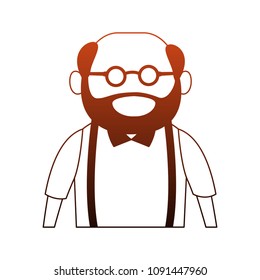 Cute grandfather cartoon in orange and white colors